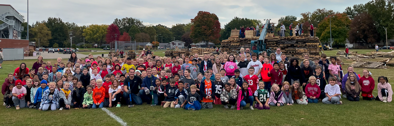2023 East students at building of bonfire